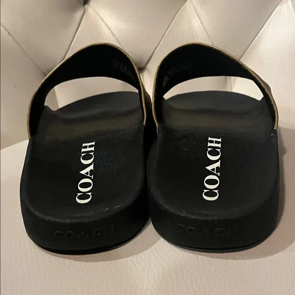 Coach Brown Logo Slide Sandals with Black Footbed - Picture 7 of 8